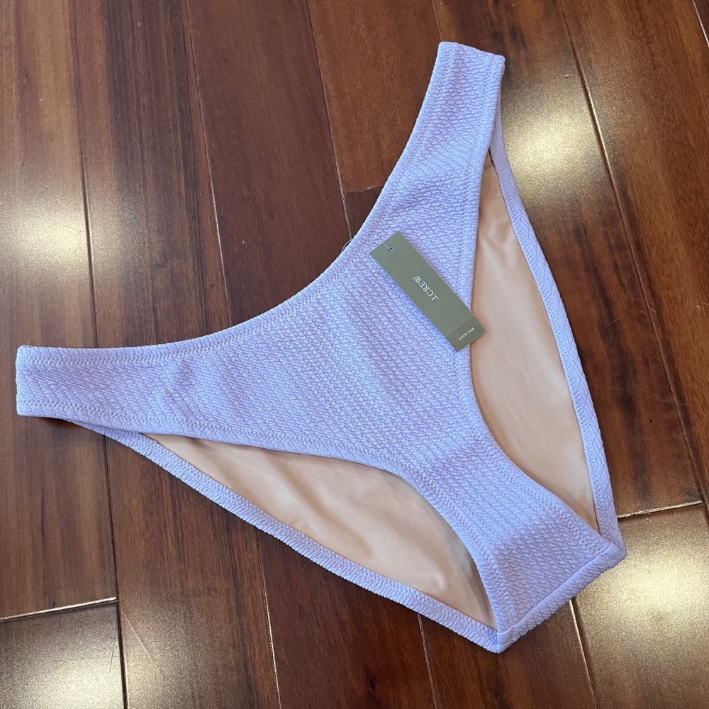 J.Crew Bikini Bottom High Cut Swim Ribbed Lavender Purple BC050 New Size Large‎